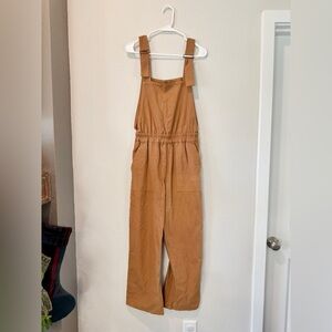 Polagram Tan Cotton Wide Leg Jumpsuit Overalls S